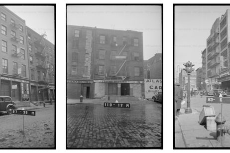 Three buildings in Manhattan, circa the 1940s.